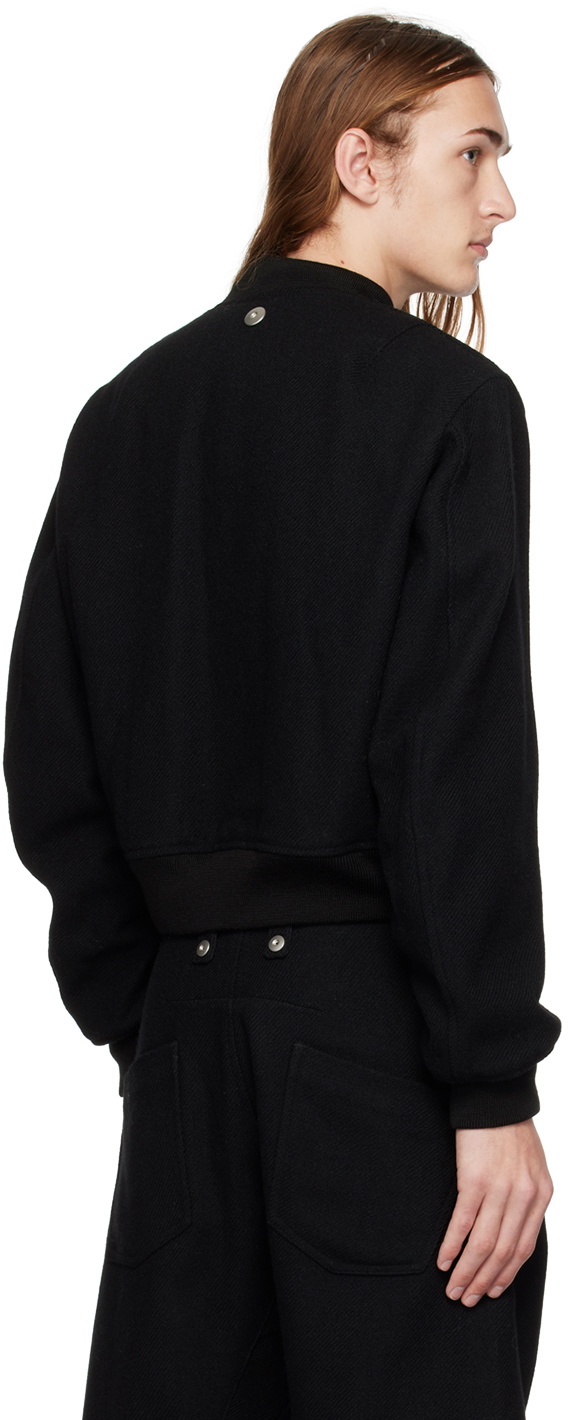 Omar Afridi Black Press-Stud Bomber Jacket Omar Afridi Omar Afridi Black Press-Stud Bomber Jacket Omar Afridi