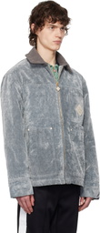 Casablanca Gray Peach Texture Denim Jacket