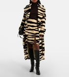 Nina Ricci Zebra-print cotton velvet wrap coat