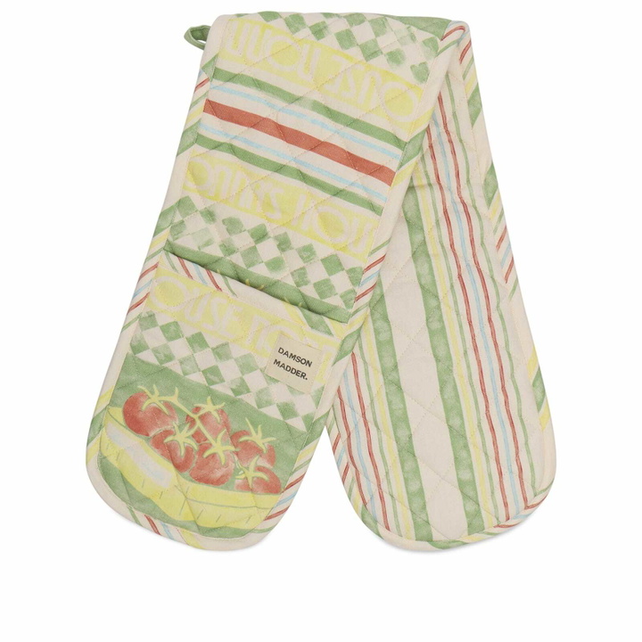 Photo: Damson Madder Women's Nonna House - Double Oven Glove in Yellow/Green 
