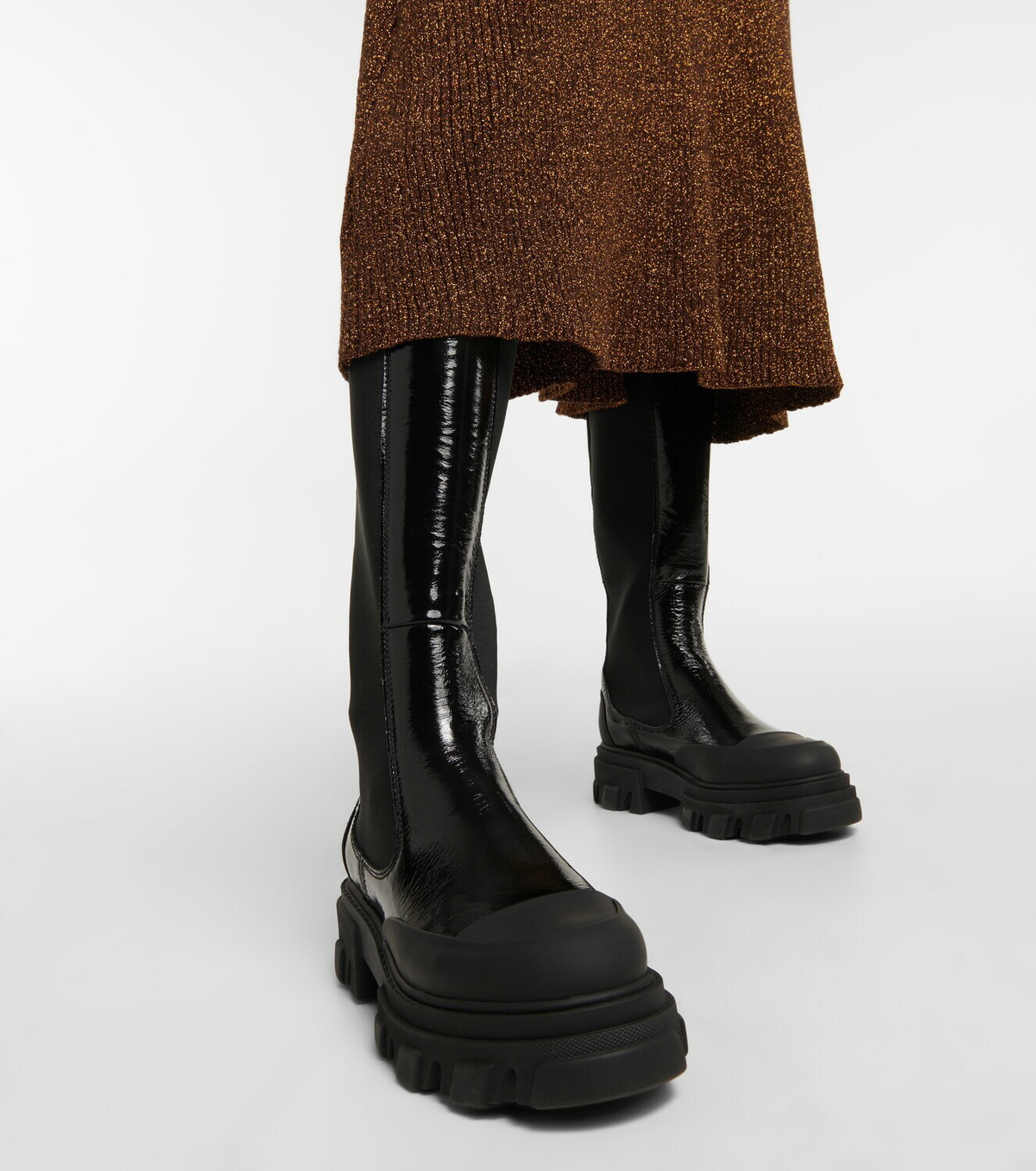 Ganni Patent leather knee-high boots