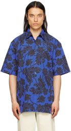 Dries Van Noten Blue & Black Printed Shirt