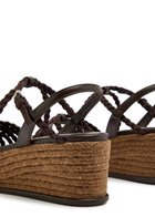 Jimmy Choo Nyra 60 Braided Leather Espadrille Sandals Brown