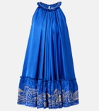 Poupette St Barth Cleo embellished floral satin minidress