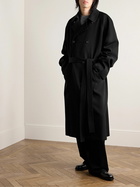 The Row - Kolden Belted Double-Breasted Grain De Poudre Wool Coat - Black