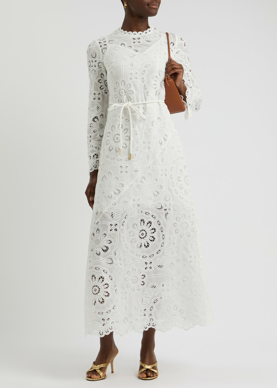 Zimmermann Ottie Broderie Anglaise Cotton Maxi Dress Ivory Zimmermann