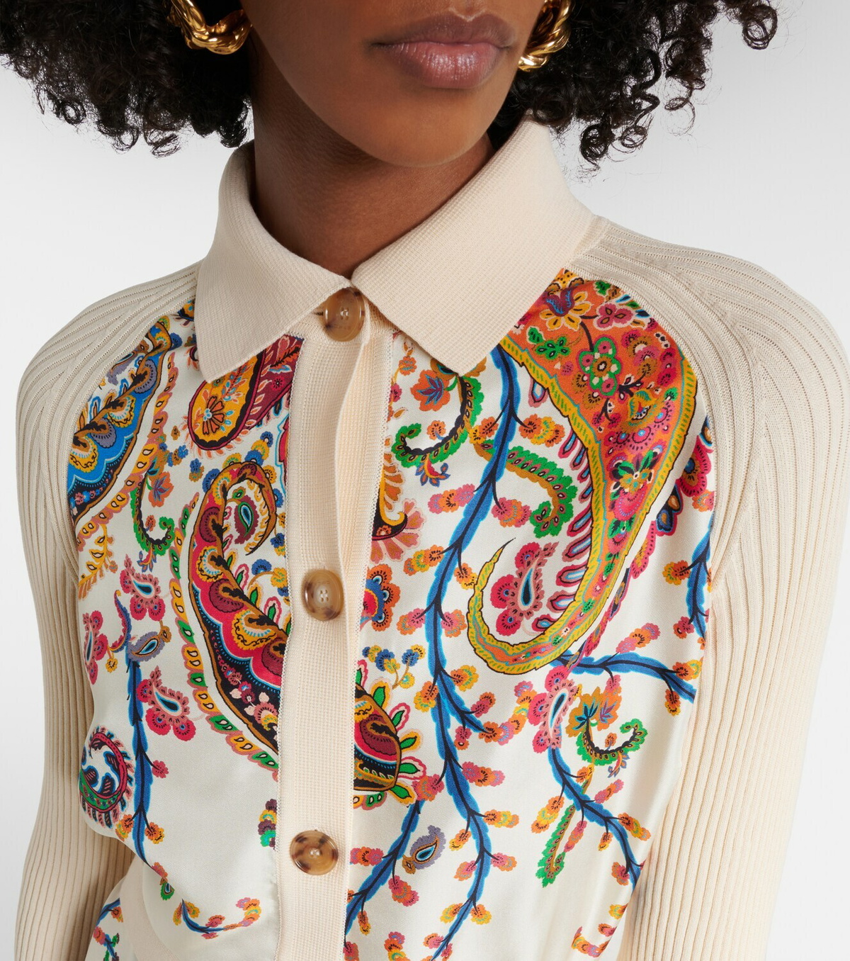 Etro Paisley belted cotton cardigan