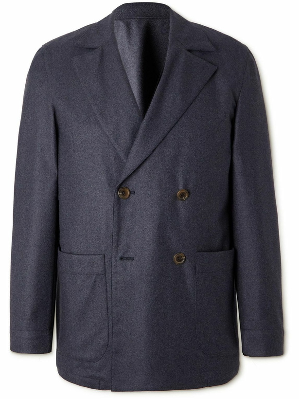 Photo: Stoffa - Double-Breasted Wool Blazer - Blue