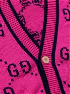 GUCCI - Logo-Intarsia Cotton Cardigan - Pink