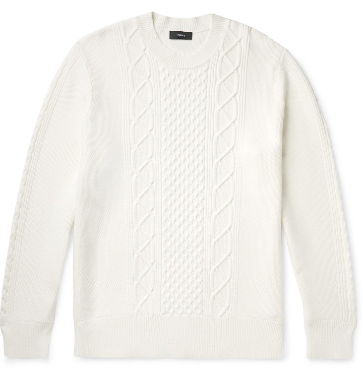 Photo: Theory - Barten Cable-Knit Sweater - White