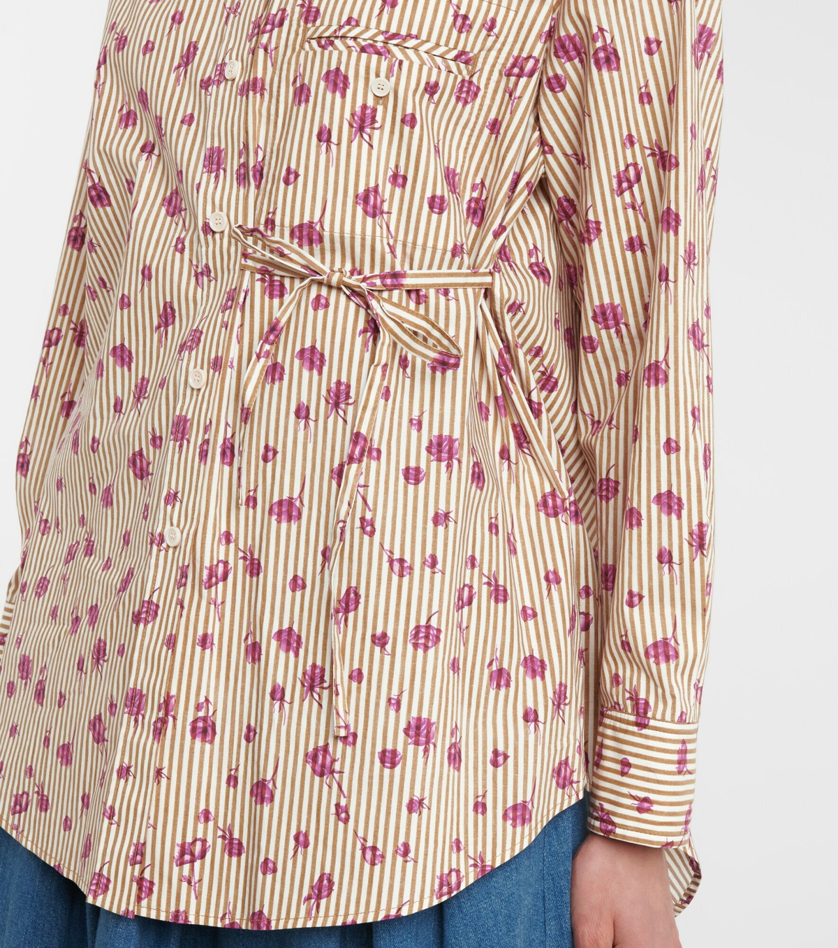 Chloe - Floral striped cotton shirt Chloe