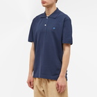 Maison Kitsuné Men's Tonal Fox Head Patch Comfort Polo Shirt in Ink Blue