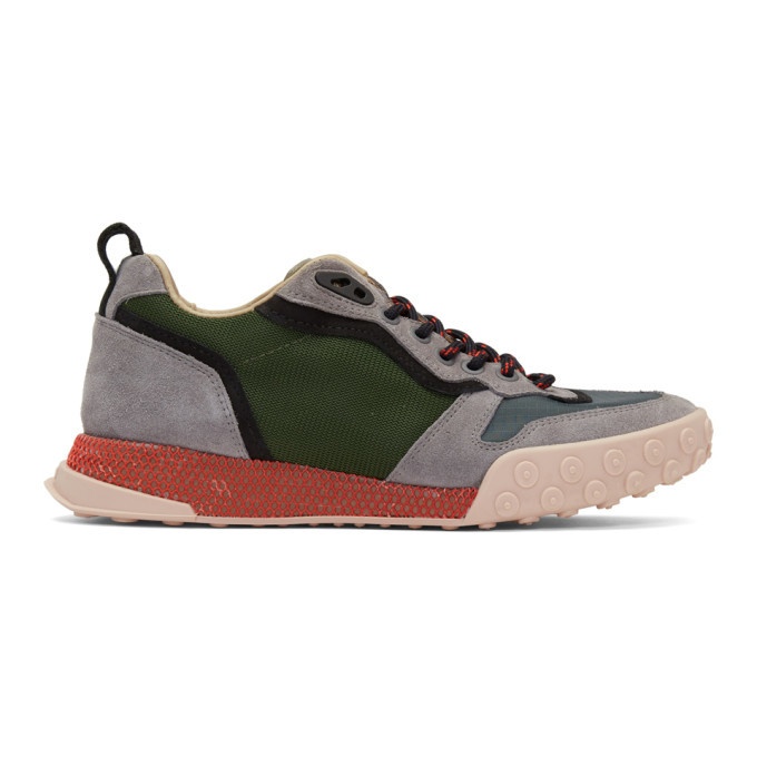 Photo: Lanvin Grey and Green Technical Low-Top Sneakers
