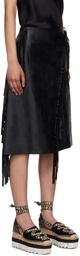 Stella McCartney Black Fringe Faux-Leather Midi Skirt