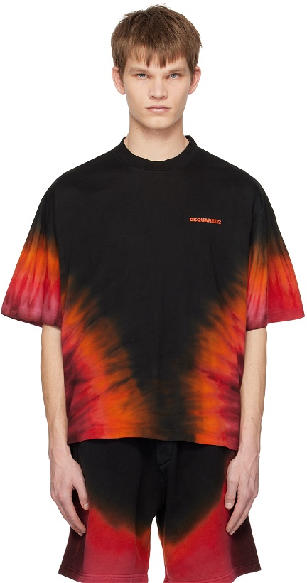 Photo: Dsquared2 Black & Orange Flame T-Shirt