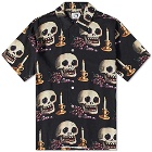 Endless Joy Men's Momento Mori Skulls Vacation Shirt in Black