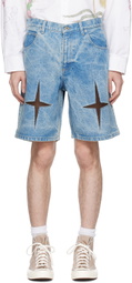 Small Talk Studio Blue Cutout Denim Shorts