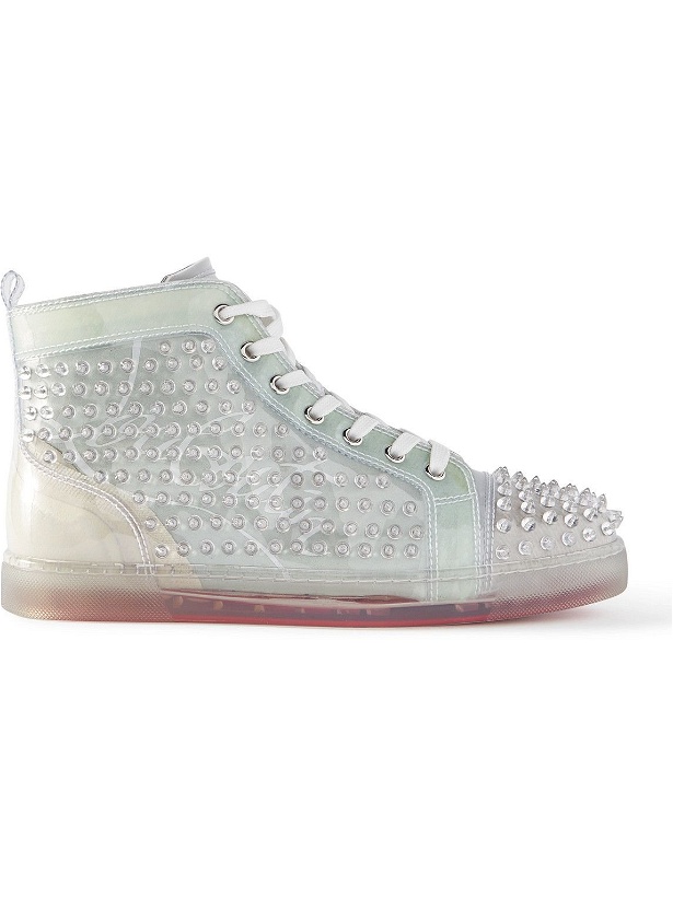 Photo: Christian Louboutin - Louix Ray Spiked PVC High-Top Sneakers - Neutrals