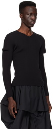 132 5. ISSEY MIYAKE Black V-Neck Sweater