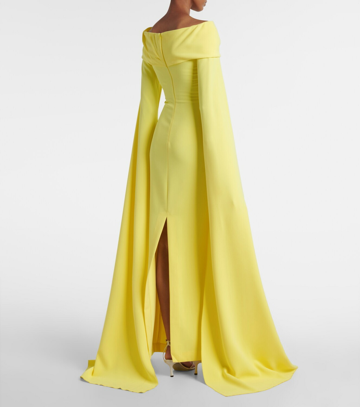 Solace London Nuri caped off-shoulder crêpe gown