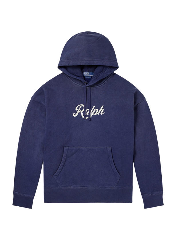 Photo: Polo Ralph Lauren - Logo-Print Cotton-Jersey Hoodie - Blue