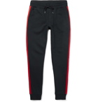 Moncler - Slim-Fit Tapered Grosgrain-Trimmed Loopback Cotton-Jersey Sweatpants - Men - Navy