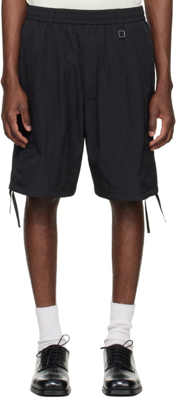 Photo: WOOYOUNGMI Black Zip Detail Utility Shorts