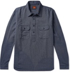 The Workers Club - Pinstriped Cotton Half-Placket Shirt - Blue