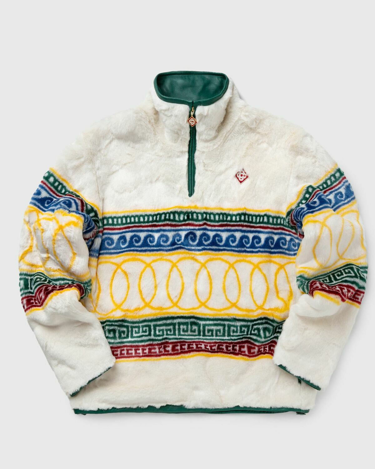 Casablanca Jacquard Faux Fur Pullover Jacket Multi Fleece Jackets