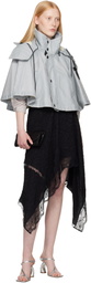 Burberry Blue Bleached Cotton Hooded Capelet Jacket