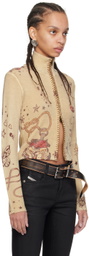 GUESS USA Taupe Printed Sweater