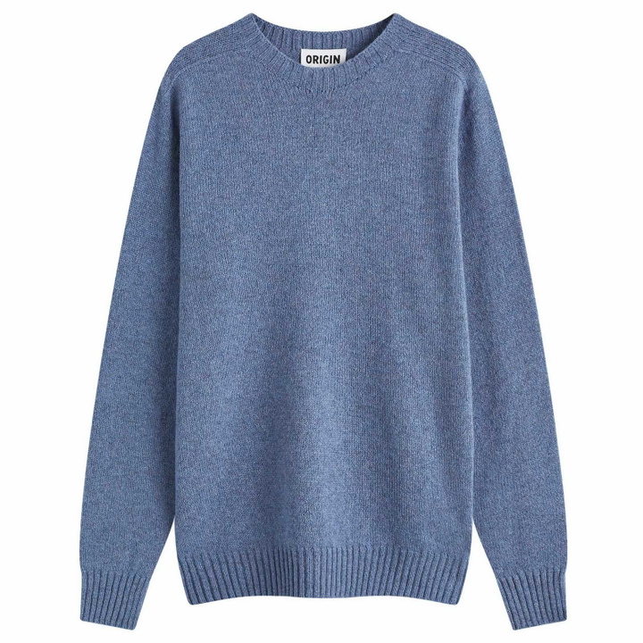 Photo: Country Of Origin Men's Geelong Seamless Knit Jumper in Light Blue