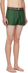 Versace Underwear Green Greca Border Swim Shorts