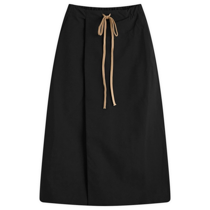 Photo: Fear of God ESSENTIALS Women's Bonded Nylon Wrap Skirt in Black
