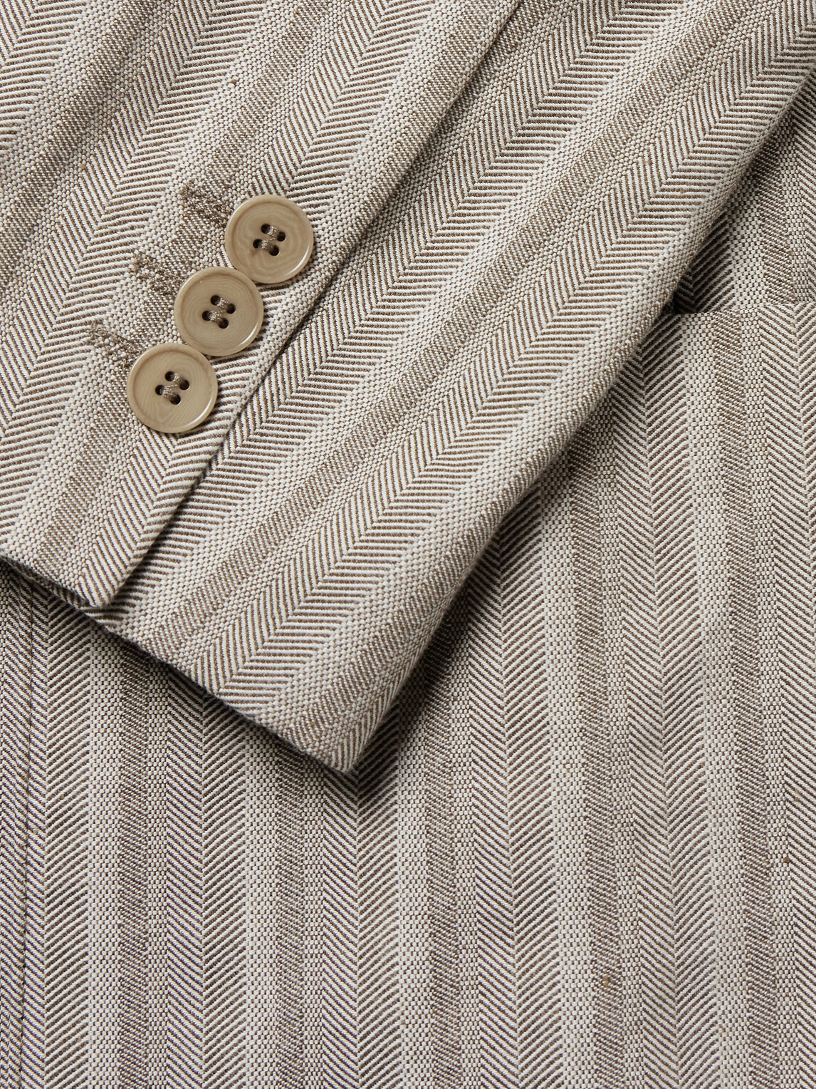NN07 - Jordin 10058 Double-Breasted Striped Cotton-Blend Herringbone Blazer - Brown