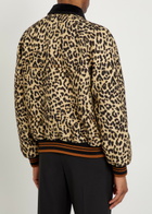 Valentino Garavani Leopard Velvet-trim Wool Bomber Jacket Multicoloured 1