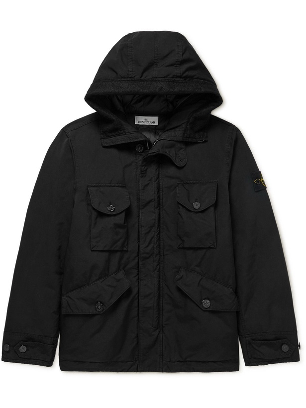 Photo: Stone Island - Logo-Appliquéd Shell Hooded Down Jacket - Black