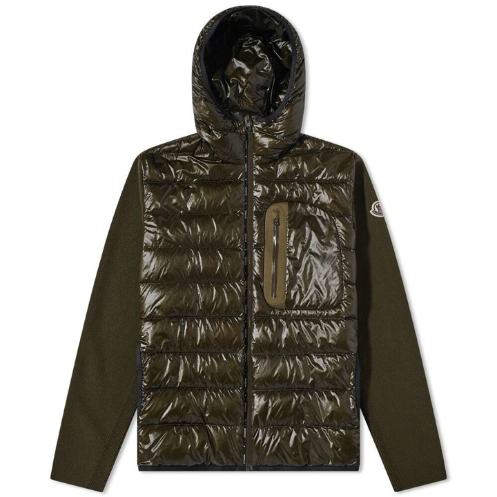 Photo: Moncler Men's Down Front Knit Hooded Jacket in Green
