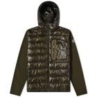 Moncler Men's Down Front Knit Hooded Jacket in Green