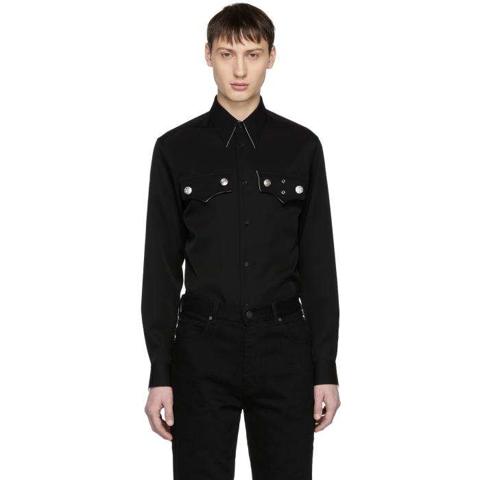 Photo: Calvin Klein 205W39NYC Black Wool Flap Pocket Shirt