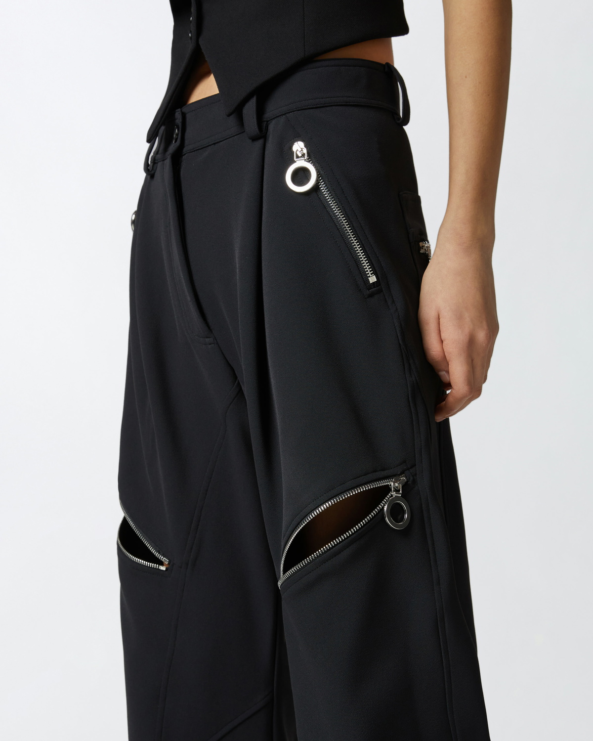 Pinko P Pants Trousers With Zip In Technical Crepe Limo