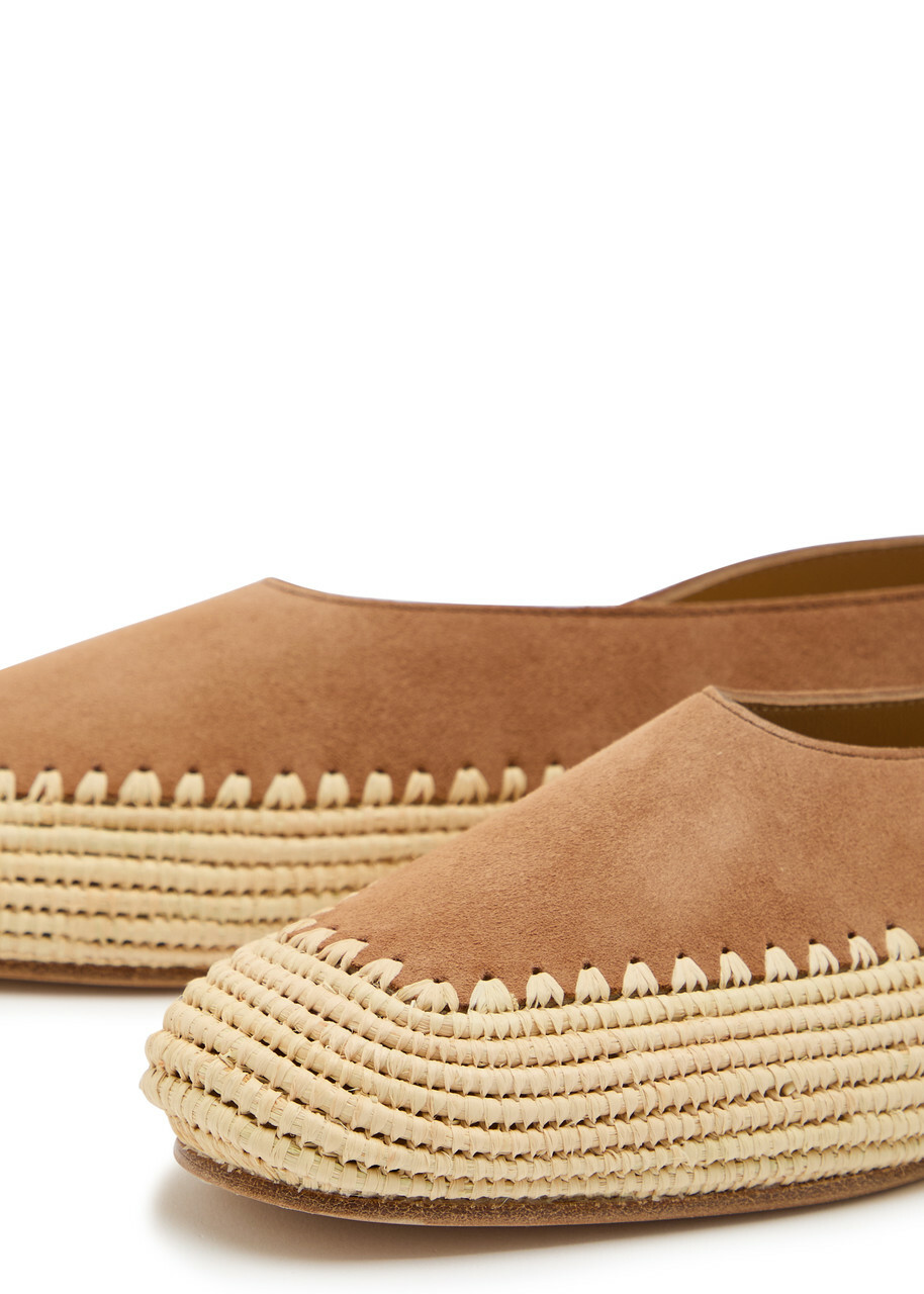 Gabriela Hearst Strength Raffia and Suede Flats Camel