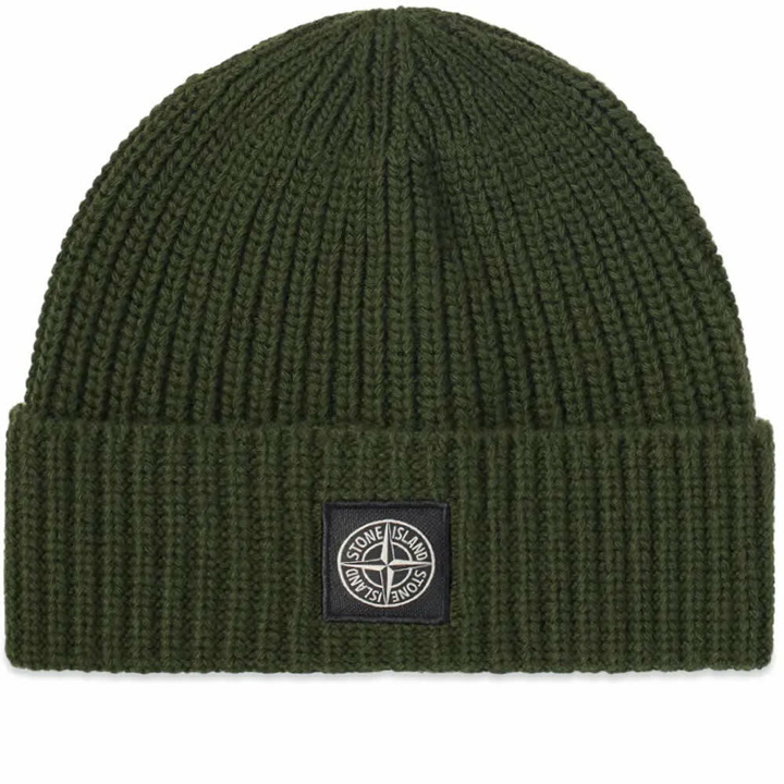 Photo: Stone Island Men's Wool Patch Beanie Hat in Olive