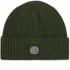 Stone Island Men's Wool Patch Beanie Hat in Olive