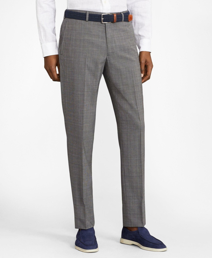 Photo: Brooks Brothers Men's Milano Fit Cool Micro-Check Trousers | Grey
