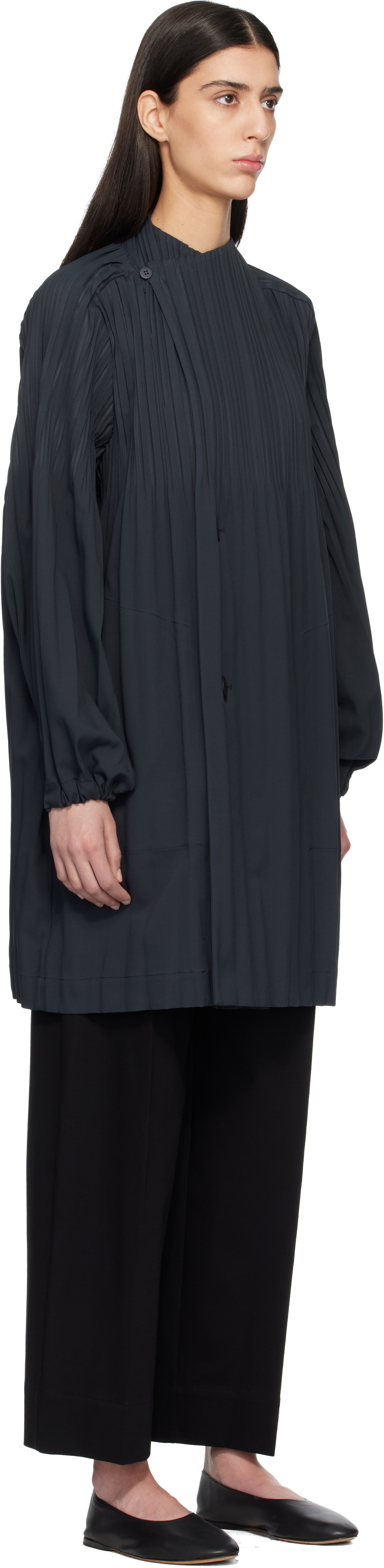 PLEATS PLEASE ISSEY MIYAKE Gray Smooth Coat