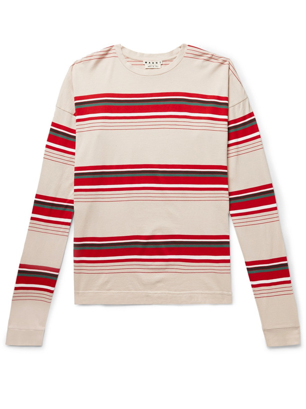 Photo: MARNI - Striped Cotton-Jersey T-Shirt - Neutrals - IT 44