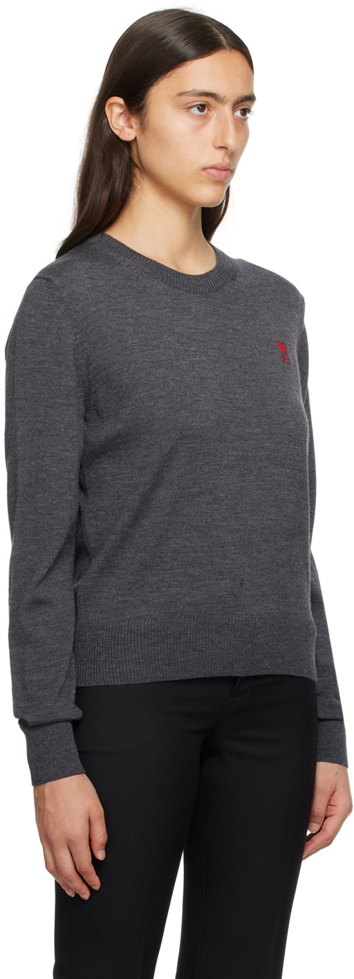 AMI Alexandre Mattiussi Gray Ami de Cœur Sweater
