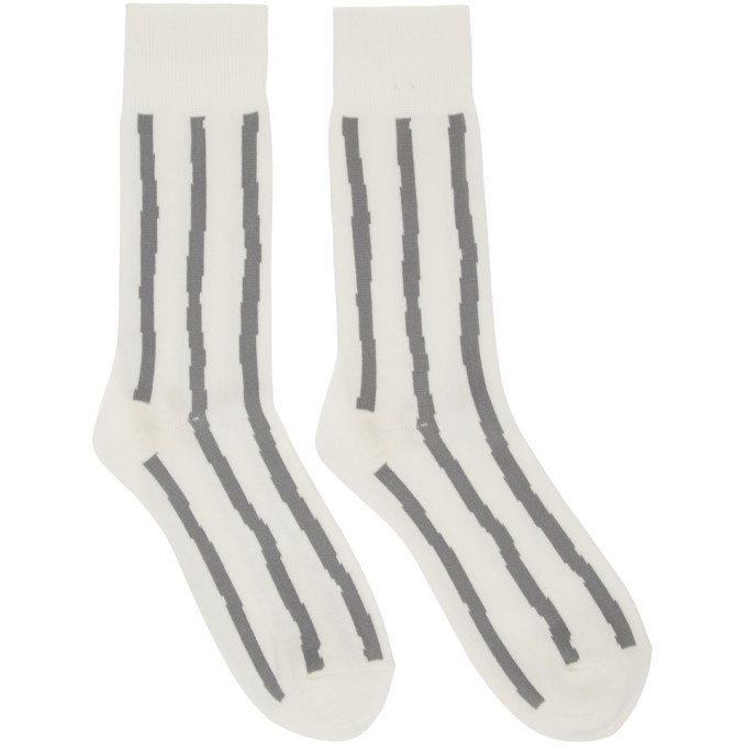 Photo: Issey Miyake Men White and Grey Stripe Socks