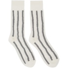 Issey Miyake Men White and Grey Stripe Socks